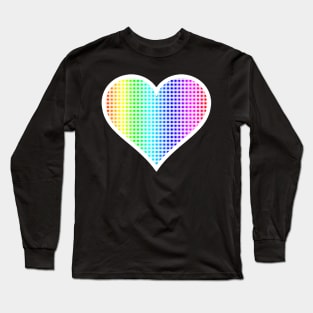 Rainbow and White Gingham Heart Long Sleeve T-Shirt